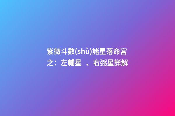 紫微斗數(shù)諸星落命宮之：左輔星、右弼星詳解